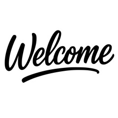 Handwritten welcome message in elegant script design  