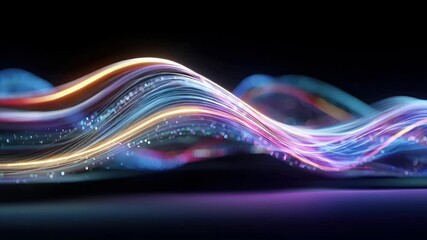 Wall Mural - abstract colorful light waves creating a dynamic flow against a dark background, ideal for digital a