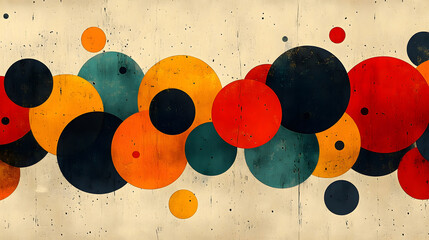 Leinwandbilder - Vibrant Geometric Shapes Abstract Art Composition with Colorful Retro Circles and Patterns