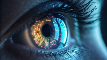 Poster - High-Detail Retina Scan with Encryption Data Visualization Technology