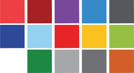 vector artwork showcasing fifteen smooth, shiny enamel-style buttons arranged in three rows and five columns with a harmonious rainbow spectrum and diffused lighting effects