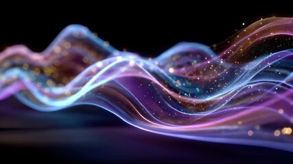 Wall Mural - Colorful abstract waves of light and energy flowing smoothly against a dark background, creating a vibrant atmosphere