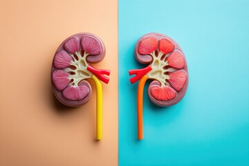 Poster - Comparison of Healthy and Damaged Kidneys Illustrating Differences in Structure and Function in a Colorful Chart Layout
