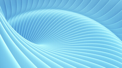 Poster - Abstract blue striped background, wavy stripes pattern, interesting spiral architectural minimal wallpaper.