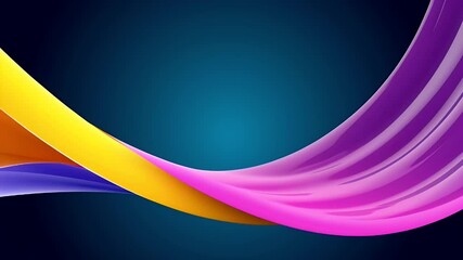 Wall Mural - vibrant flowing waves of purple, yellow, and pink against a dark blue background creating a dynamic 