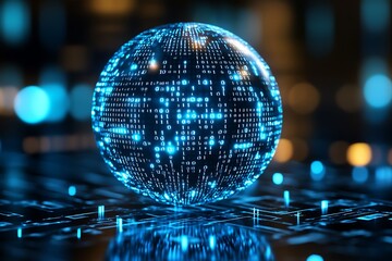 digital sphere, glowing code