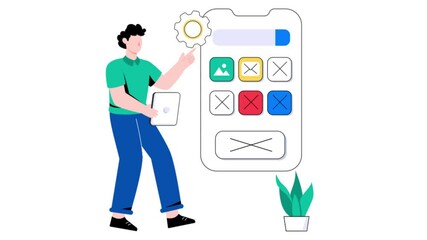 Application Design 2D Flat Animation. 