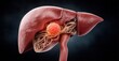 © Stock Pix - Medical illustration of a liver with a tumor, showcasing a health condition requiring research and diagnosis, in a studio setting.