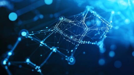 Wall Mural - abstract futuristic digital circuit board with glowing data nodes and interconnected blockchain netw