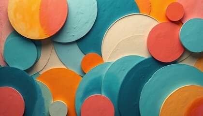 Poster - Abstract Colorful Texture of Geometric Circles in Vibrant Pastel Shades