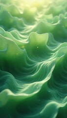 Poster - Abstract green flowing fabric with dotted texture creating a smooth, undulating surface reflecting light and shadows
