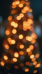Leinwandbilder - Out of focus Christmas tree lights create a festive, warm background for holiday designs and seasonal graphics.