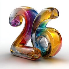 Wall Mural - colorful glass number 26 displayed on bright background
