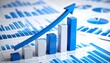 © 문용 최 - 3D bar graphs gradually rising and arranged over various forms of statistical reports and charts spread across a white background