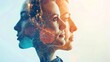 © artisticALLY - Multiple female profiles with digital neural network overlay concept