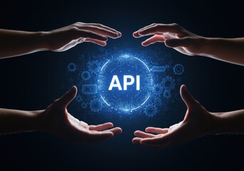 hands presenting application programming interface concept with digital technology
