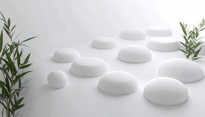 Wall Mural - abstract white organic shapes cellular structures 3d rendering