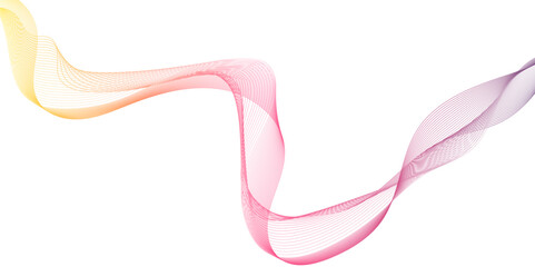 Wall Mural - abstract orange and pink wave line background, delicate pink wave abstract, flowing across white bac
