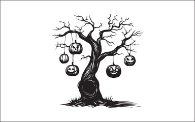 halloween vector illustration of a tree