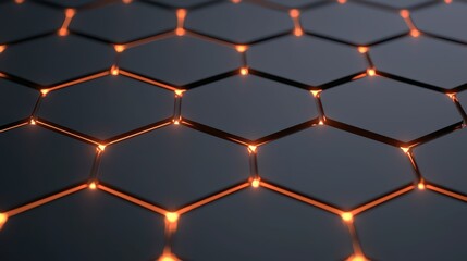 economy consumption trends concept. Futuristic hexagonal pattern with glowing edges on a dark surface.
