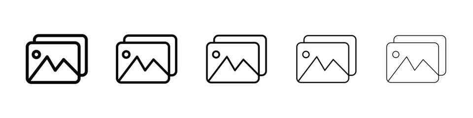 Gallery icon Outline and flat style designs