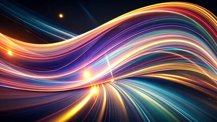 Wall Mural - wavy lines of colorful light beams radiating energy and motion