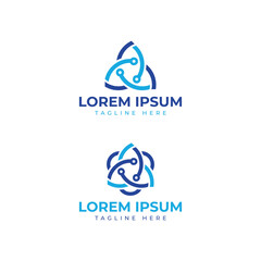 technology logo design unique shape circuit triangle circle