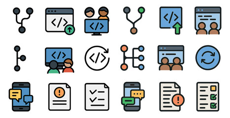 Web development icons for programming and coding interface design