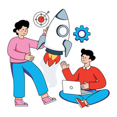 Wall Mural - Trendy design illustration of startup management
