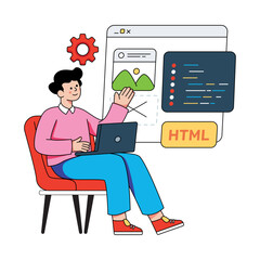 Wall Mural - Trendy vector design of html coding 