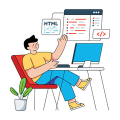 Wall Mural - Trendy vector design of html programmer 