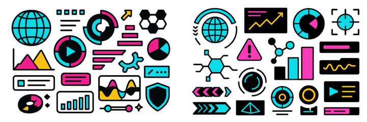 Wall Mural - colorful abstract infographic elements represent data analysis and digital design concepts in a crea