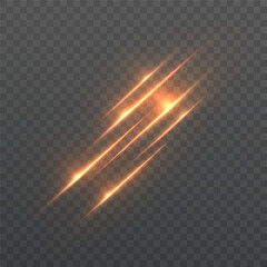 Aufkleber - Diagonal glowing slash light effects in orange fiery tones on transparent background. Ideal for attack animations, action scenes, or dynamic interface visuals.

