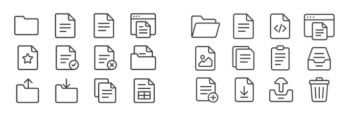 Wall Mural - collection of various file icons and graphic elements in a minimalist design suitable for digital or