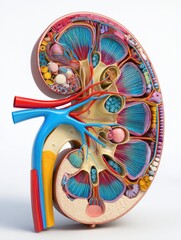 Aufkleber - Cross-section Diagram Illustrating Detailed Anatomy of the Kidney With Labeled Structures