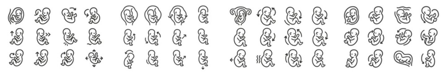 Poster - Collection of decorative line art featuring various abstract fetal designs in an artistic arrangement