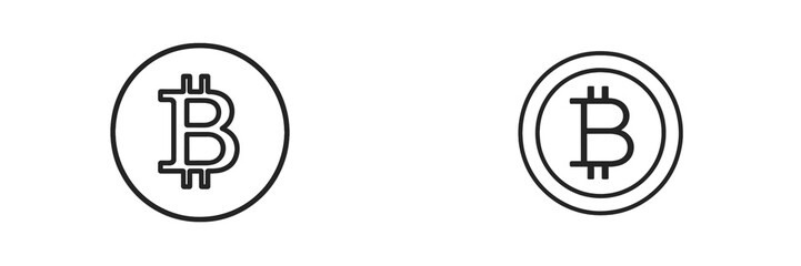 Poster - Symbolic representation of cryptocurrency with distinctive bitcoin logos designed in a minimalist style