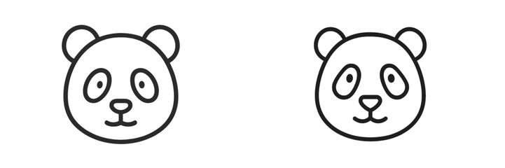 Poster - Two cute panda faces illustrated with simple lines showcasing distinct expressions in a playful, minimalist design