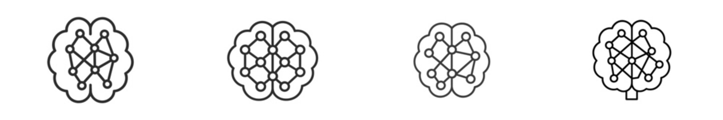 Leinwandbilder - Network graphics showcasing different neural network architectures with a minimalistic design in black and white