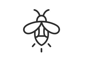 Poster - Yellow outline of a bee flying over a light source in a simple, minimalist design on a white background