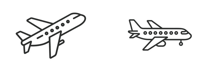 Aufkleber - Two simple airplane designs illustrating different types of aircraft in a minimalistic style
