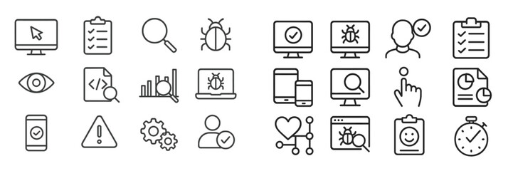 Fototapete - Collection of simple line icons representing various computer and technology concepts in a modern design