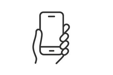 Poster - Hand holding a smartphone in a minimalist style, perfect for modern design projects and digital concepts