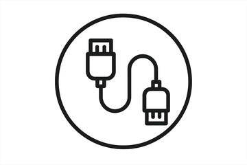 Fototapete - Illustration of a USB cable displayed clearly on a white background for educational or informational use