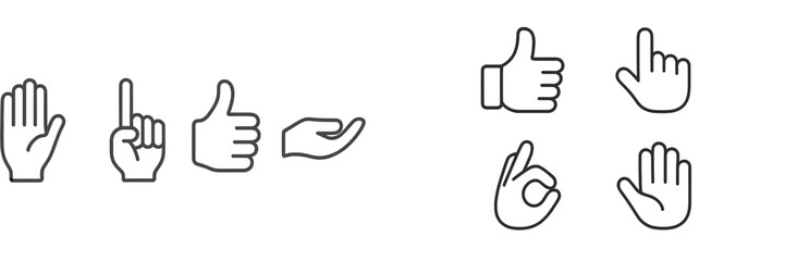 Aufkleber - Variety of hand gestures depicted in simple outline style showcasing communication and expression