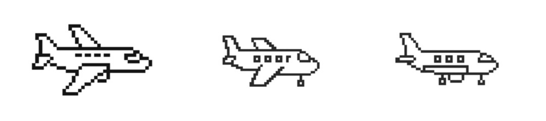 Poster - Three pixel art airplanes flying in different directions with a minimalist design showcasing their unique shapes