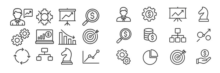 Aufkleber - Business and financial icons representing analysis, strategy, and growth in a professional setting