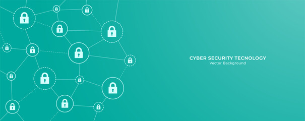 Leinwandbilder - Concept of internet cybersecurity connection. Molecules and padlock abstract background for secure technology. Protection system. Vector illustration.