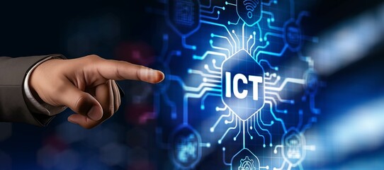 ict. information and communication technology concept on abstract background