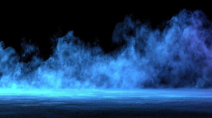 Wall Mural - abstract blue smoke on black background